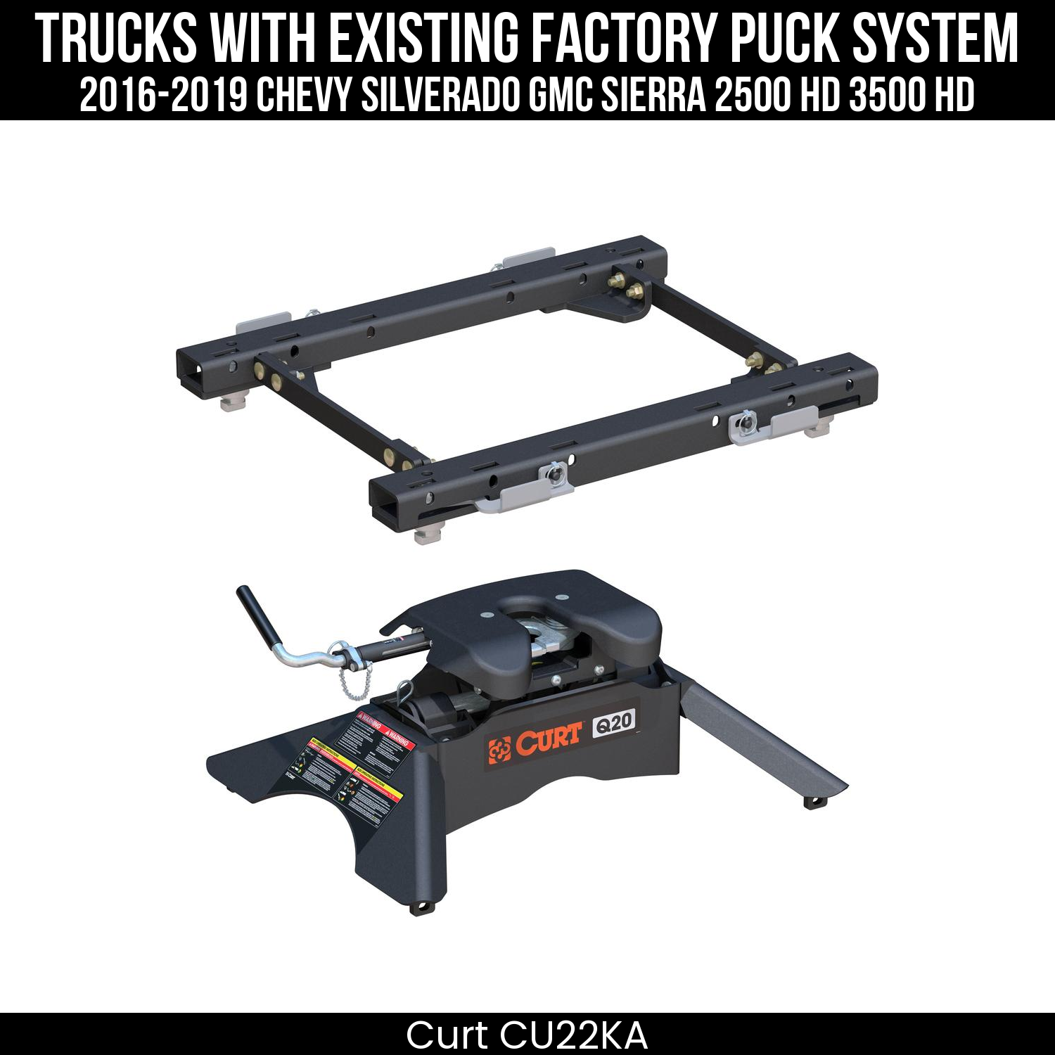 Curt Q20 Dual Jaw 5th Wheel Hitch 20K for 16-19 Silverado Sierra 2500 3500 - Picture 1 of 16