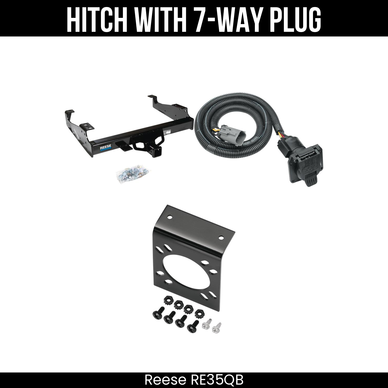 Trailer Hitch + 7 Way Wiring For 99-25 Ford F-Series Super Duty Cab and Chassis