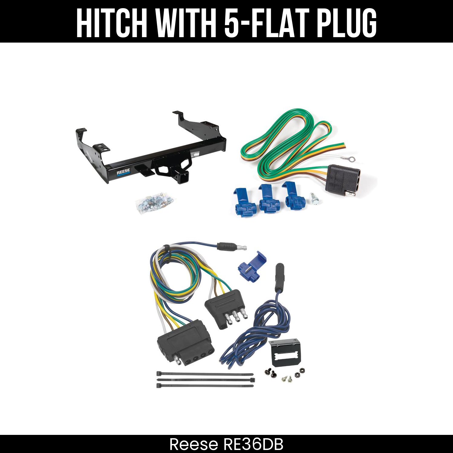 Trailer Hitch + 5 Way Wiring For 99-25 Ford F-Series Super Duty Cab and Chassis