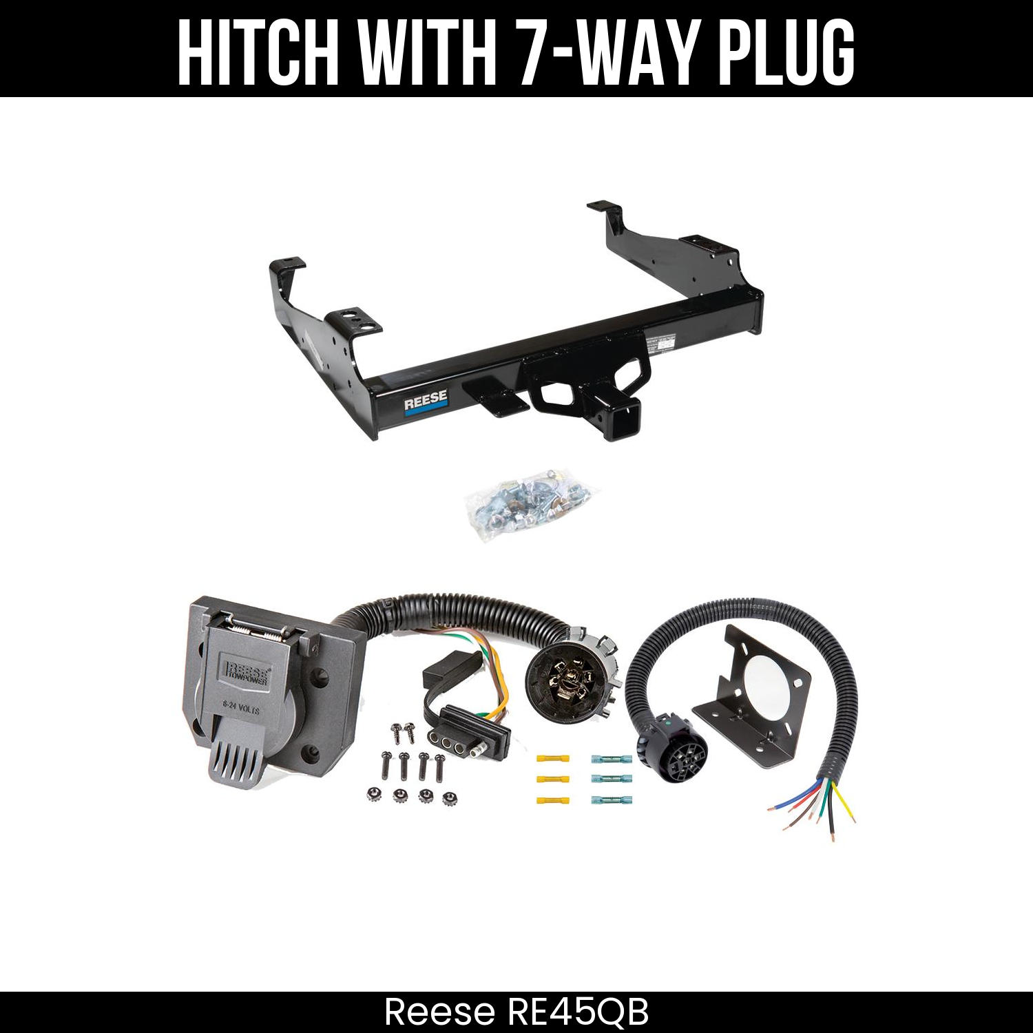 Trailer Hitch + 7 Way Wiring For 99-25 Ford F-Series Super Duty Cab and Chassis