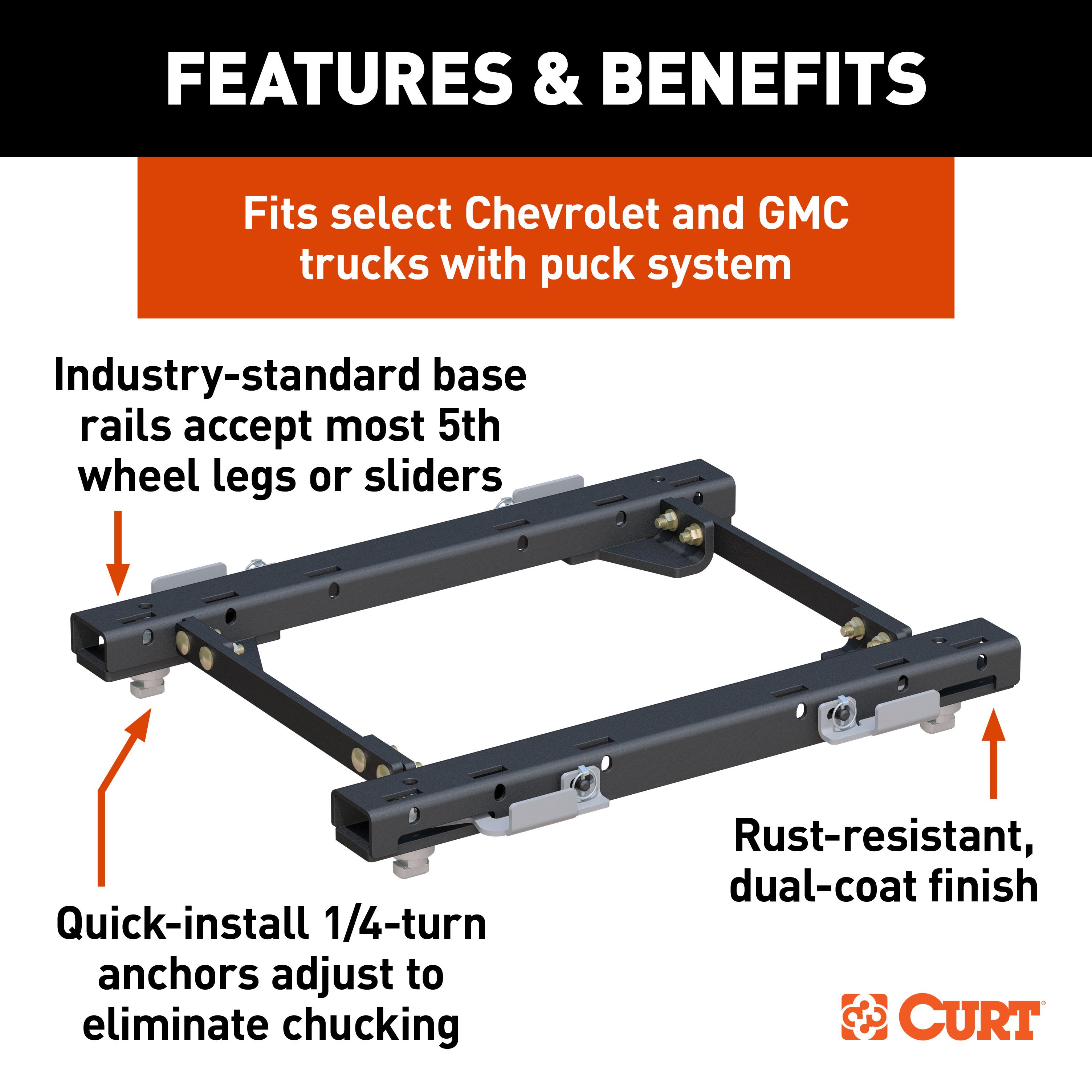 Curt Q20 Dual Jaw 5th Wheel Hitch 20K for 16-19 Silverado Sierra 2500 3500 - Picture 6 of 16